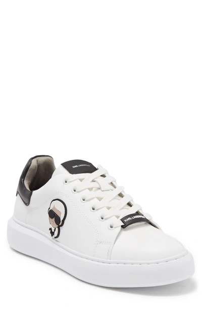 Karl Lagerfeld Leather Karl Head Patch Sneaker In White