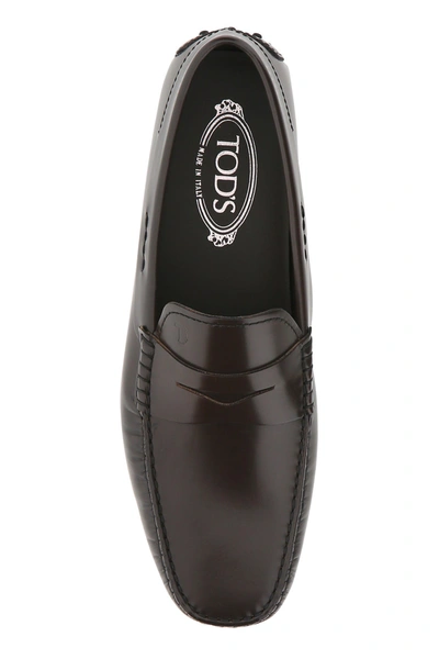 Shop Tod's Dark Brown Leather Loafers Brown  Uomo 7+