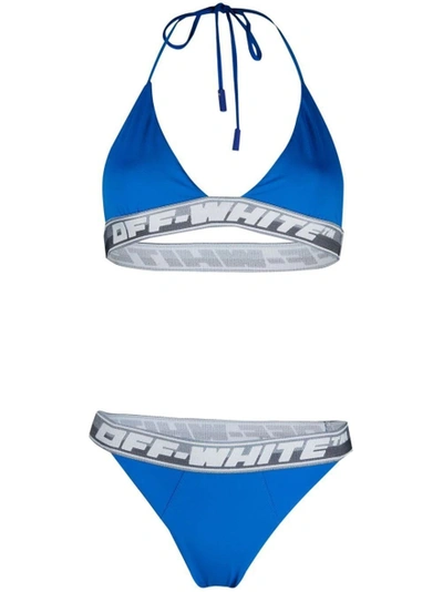 Shop Off-white Logo Band Bikini In Blue