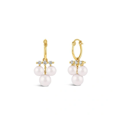Shop Dinny Hall Shuga 14k Gold Triple Pearl And Diamond Drop Earrings