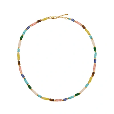 Shop Missoma Beaded 18kt Gold-plated Necklace In Multicoloured