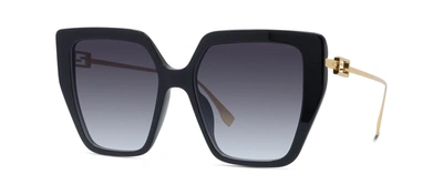 Shop Fendi Fe40012u 01b Oversized Square Sunglasses In Grey
