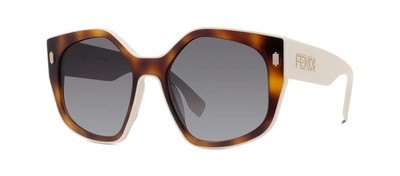 Shop Fendi Fe40017i 53b Geometric Sunglasses In Grey