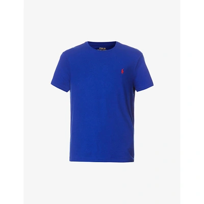 Shop Polo Ralph Lauren Logo-embroidered Cotton-jersey T-shirt In Heritage Royal