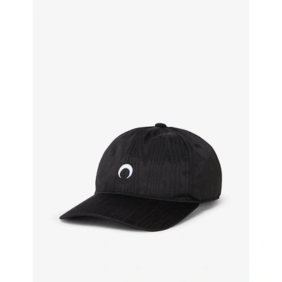 Shop Marine Serre Moiré Embroidered Recycled-polyester-blend Baseball Cap In Black