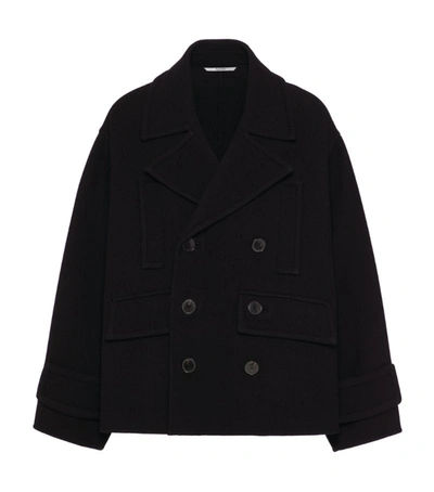 Shop Valentino Double-breasted Coat In Black