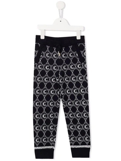 Shop Chloé Navy Blue Kids Joggers With All-over Monogram