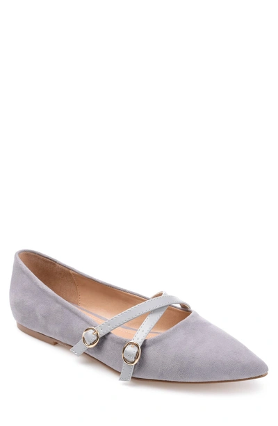 Shop Journee Collection Patricia Flat In Grey