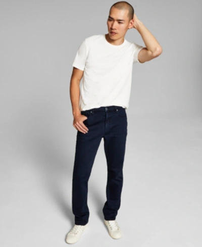 Shop And Now This Men's Straight-fit Stretch Jeans In Overdye Dark Blue Wash