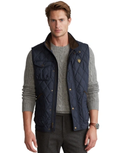 Shop Polo Ralph Lauren Men's Water-repellent Quilted Vest In College Navy