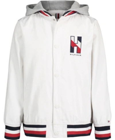 Tommy Hilfiger Toddler Boys Satin Bomber Jacket With Hood In White | ModeSens