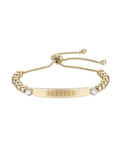 Shop Unwritten Gold Flash Plated "blessed" Bar And Bead Adjustable Bolo Bracelet