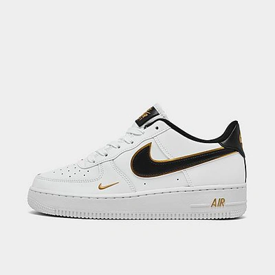 Shop Nike Girls' Big Kids' Air Force 1 Lv8 Casual Shoes In White/metallic Gold/white/black
