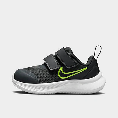 Shop Nike Kids' Toddler Star Runner 3 Hook-and-loop Running Shoes In Dark Smoke Grey/black/black/volt