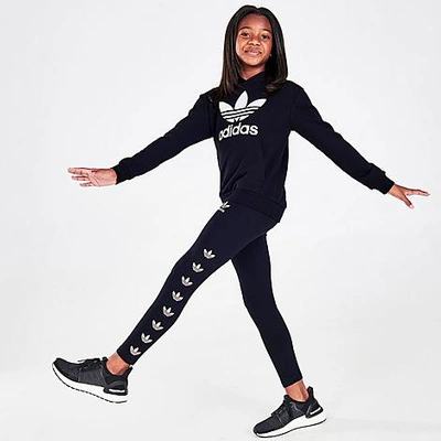 Shop Adidas Originals Adidas Girls' Originals Repeat Trefoil Leggings In Black
