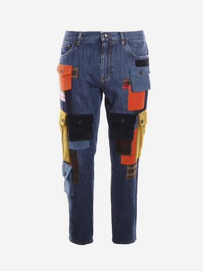 Shop Dolce & Gabbana Loose Multi-pocket Jeans In Cotton Denim In Blue