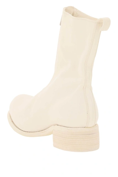 Shop Guidi Front Zip Leather Ankle Boots In White