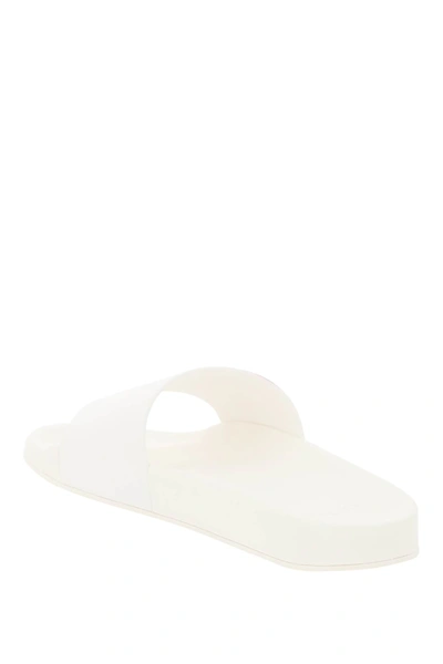 Shop Versace Pool Slide With Medusa Smile Print In White,fuchsia