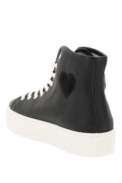 Shop Chiara Ferragni High Leather Sneakers In Black