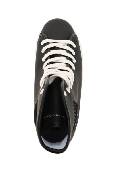 Shop Chiara Ferragni High Leather Sneakers In Black