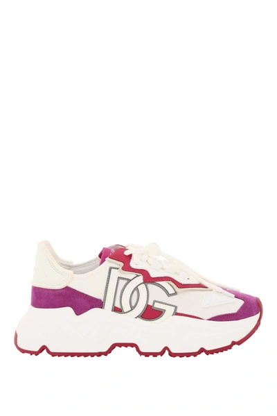 Shop Dolce & Gabbana Multicolor Daymaster Sneakers In White,purple,fuchsia