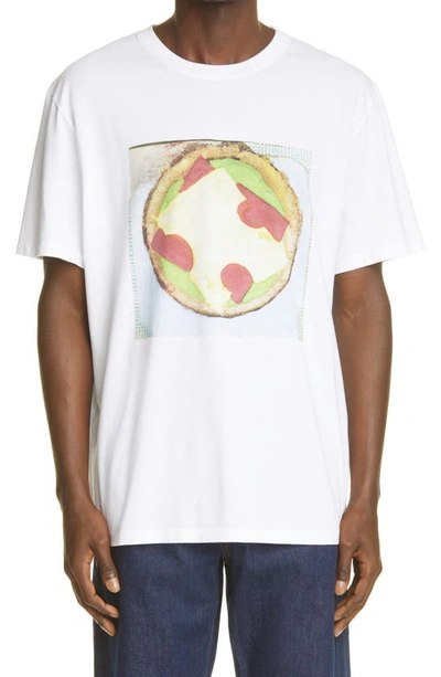 Shop Loewe Pizza Graphic Logo Stretch Cotton Tee In White