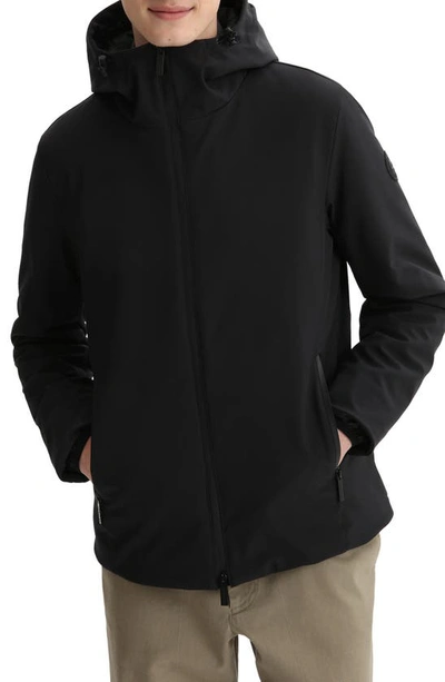 Shop Woolrich Pacific Waterproof Down Soft Shell Jacket In Black