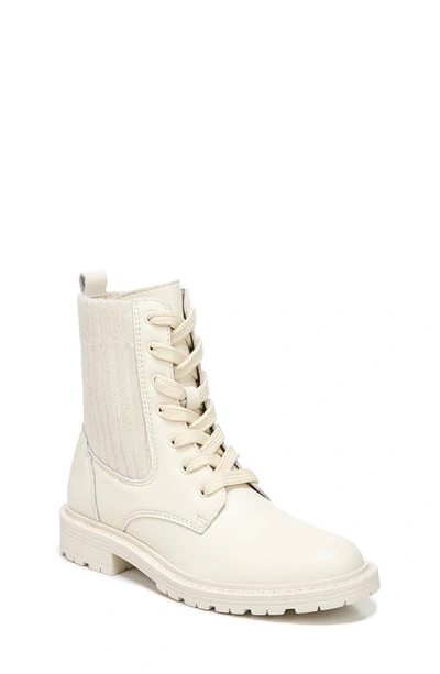 Shop Sam Edelman Lydell Mini Ribbed Combat Boot In Modern Ivory