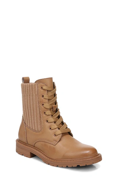 Shop Sam Edelman Lydell Mini Ribbed Combat Boot In Light Cuoio Brown