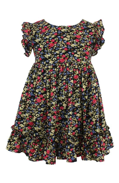 Shop Popatu Kids' Floral Dress In Black/red Multi