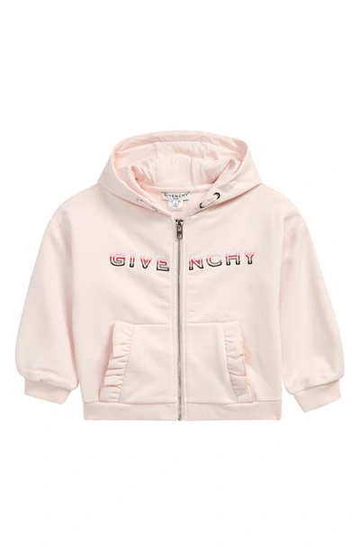 Shop Givenchy ' Embroidered Outline Logo Cotton Blend Hoodie In 45s Pink Pale