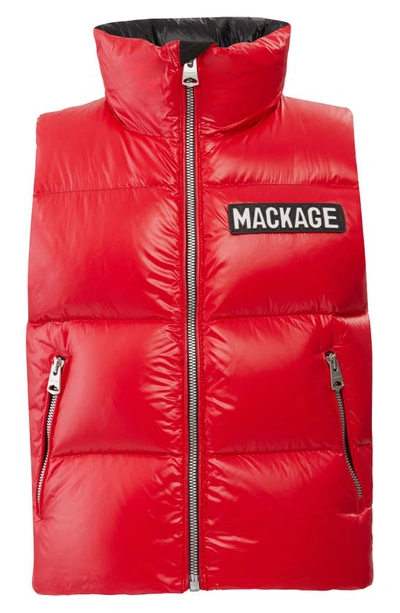 Shop Mackage Charlee-t Down Puffer Vest In Red