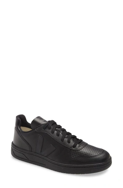 Shop Veja V-10 Low Top Sneaker In Black/ Black Sole