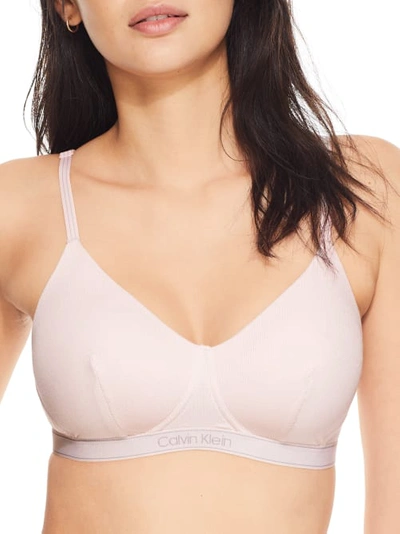 Shop Calvin Klein Pure Ribbed Lined Bralette In Barely Pink