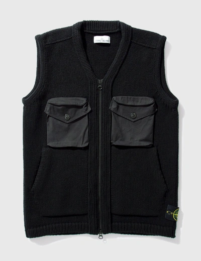 Shop Stone Island Nylon Pocket Knitted Vest In Black