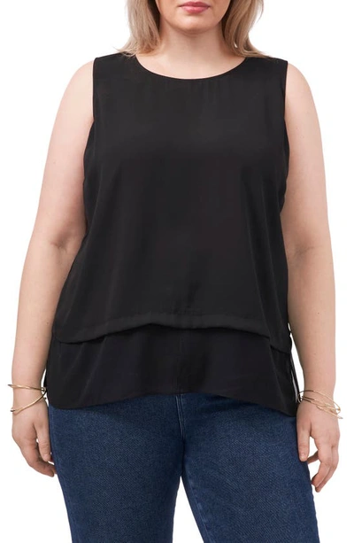 Shop Vince Camuto Layered Sleeveless Blouse In Rich Black