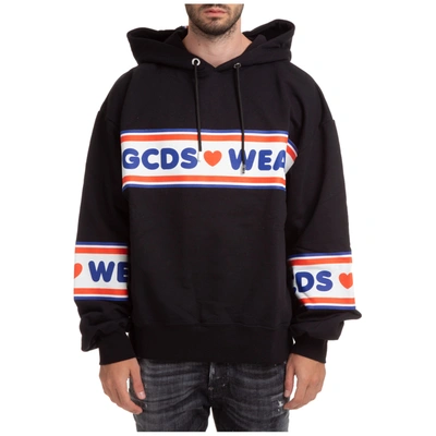 Shop Gcds Men's Hoodie Sweatshirt Sweat Logo In Black