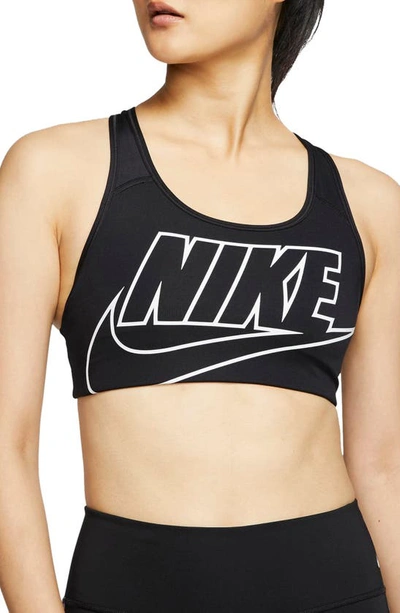 Shop Nike Futura Dri-fit Sports Bra In Black/ White