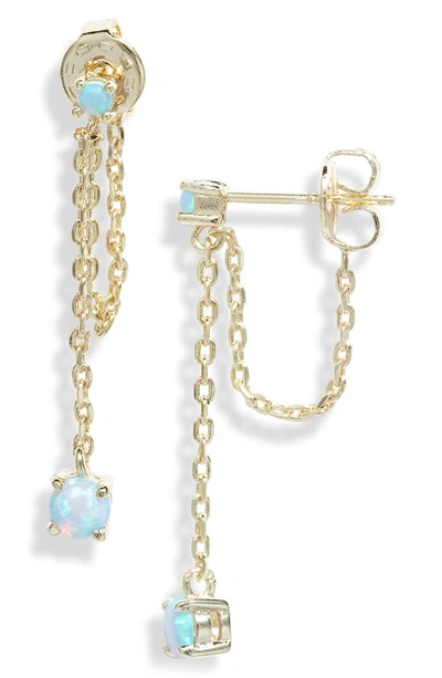 Shop Melinda Maria Ray Drop Chain Earrings In Blue Opal