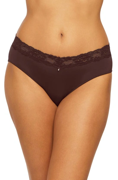 Shop Montelle Intimates High Cut Lace Briefs In Cocoa