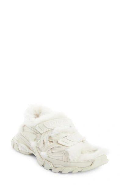 Shop Balenciaga Track Faux Fur Lined Sandal In Beige