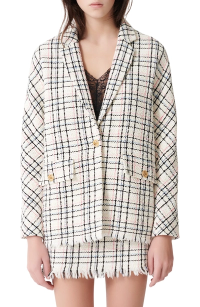 Shop Maje Vianey Tweed Jacket In Ecru