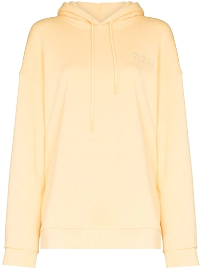 Shop Ganni Logo-embroidered Oversized Hoodie In Yellow