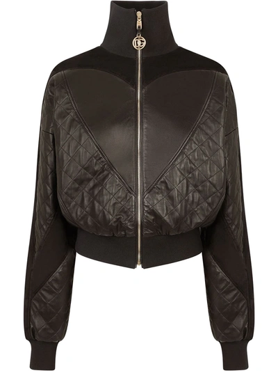 Dolce & Gabbana Dolce E Gabbana Womens Black Leather Outerwear Jacket In Black