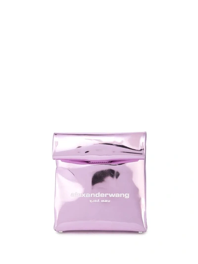 Shop Alexander Wang Foldable Logo-print Clutch Bag In Purple
