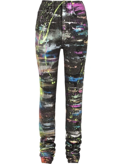 Shop Dolce & Gabbana Paint-splatter Skinny Jeans In Black