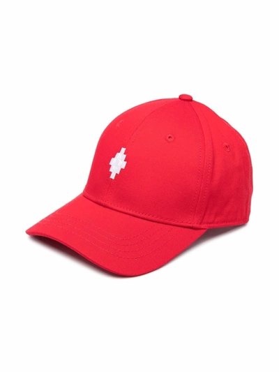Shop Marcelo Burlon County Of Milan Logo Embroidered Cap In Red