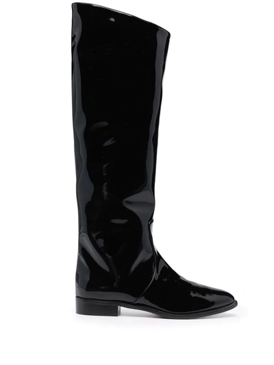 Shop Alexandre Vauthier High-shine Knee-high Boots In Black