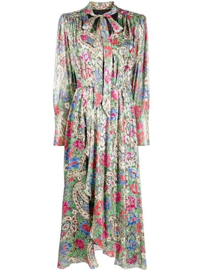 Shop Isabel Marant Bow Floral Print Dress In Green