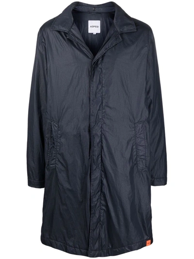 Aspesi Hooded Parka Coat In Blue